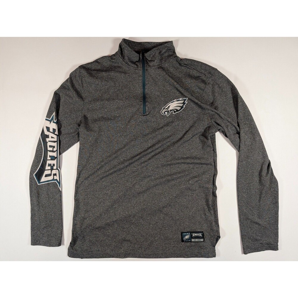 Philadelphia Eagles 1/4 Zip Pullover NFL Apparel Men's Small Gray Long Sleeve